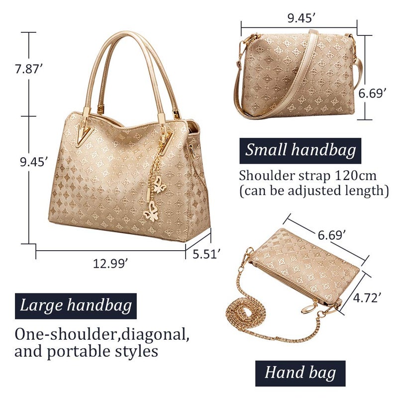 Pahajim PU Leather Handbag Shoulder Tote Bag Wallets Top Handle Satchel Purse for Women Butterfly Accessories Set 4pcs (black) - Image 3